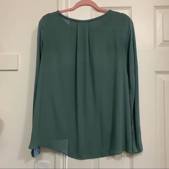 Loft Long Sleeve Sheer Back Everyday Basic High Low Oversized Top Size XXS - Picture 4 of 6